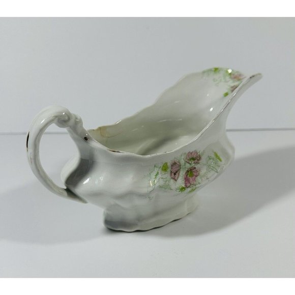 Excelsior Porcelain Gravy Boat Vintage Antique White Pink Green Floral Pattern - Picture 2 of 15